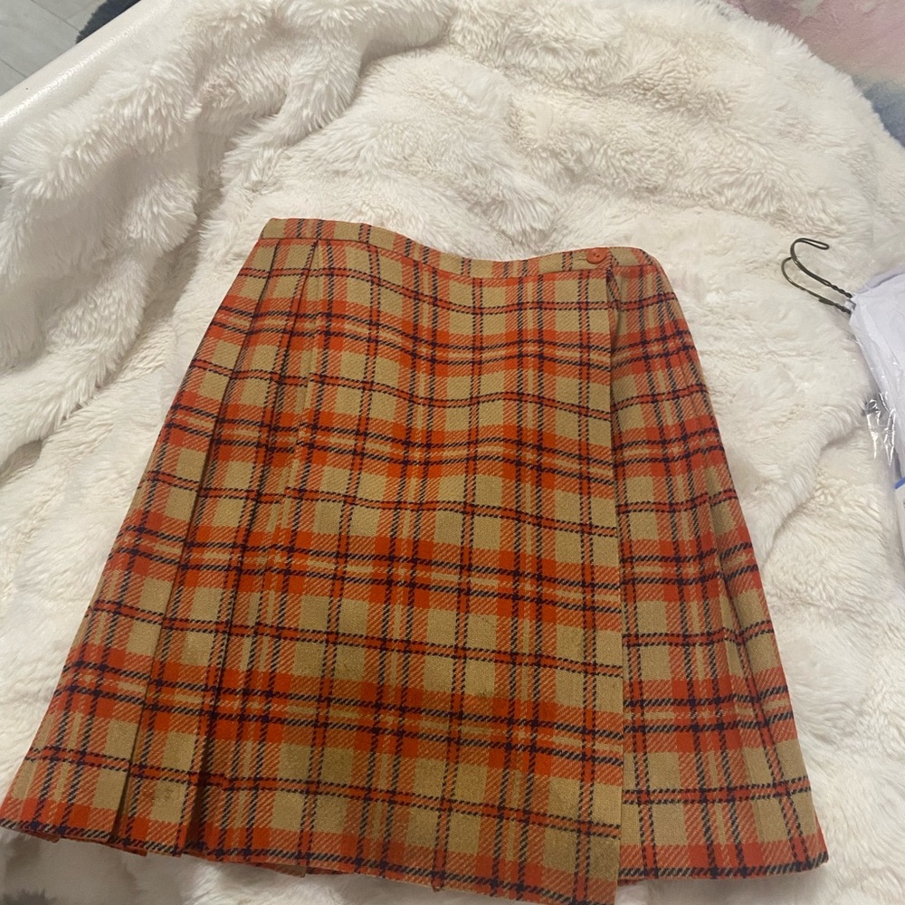 Plaid Orange and Tan Women's Skirt
